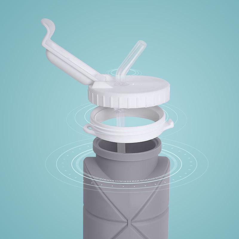 600ml Foldable Silicone Water Bottle: Portable, Straw-Style, Ideal for Outdoor Sports and Travel