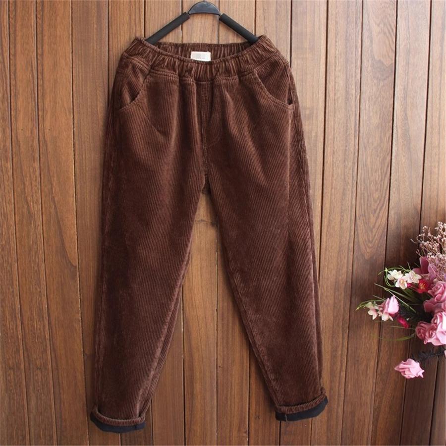 Winter Verdicken Baggy Haremshose Damen Hohe Taille Lässig Warm Samtgefüttert Hose Pantalones Schnee Kleidung Kord Ankle-length Spodnie