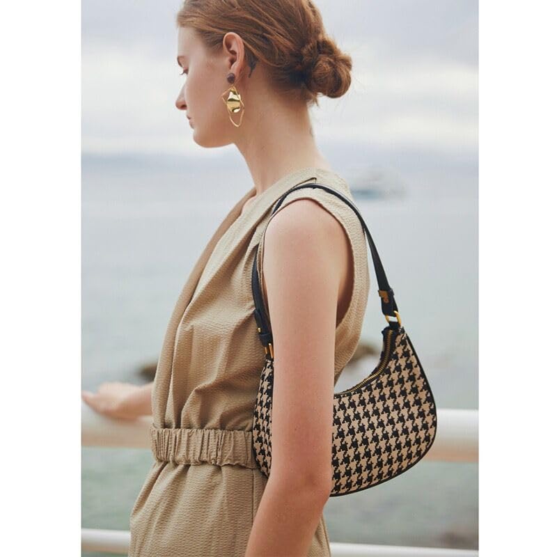 Retro Houndstooth Shoulder Handbag [KKAERDIYA] Bag, Women's