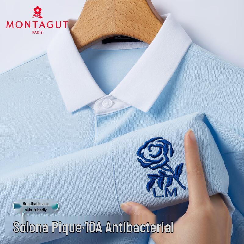 MONTAGUT Men s Rose Embroidered Polo Shirt 2XL