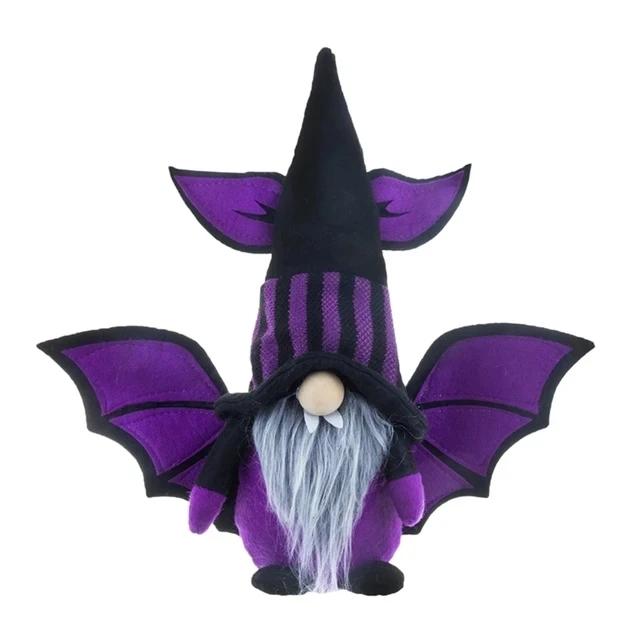Halloween Gnome with Bat Wing Spider Hat Cute Elf Doll Ornament Crafts for Home Festival Dining Table Tiered Tray Decor Gift
