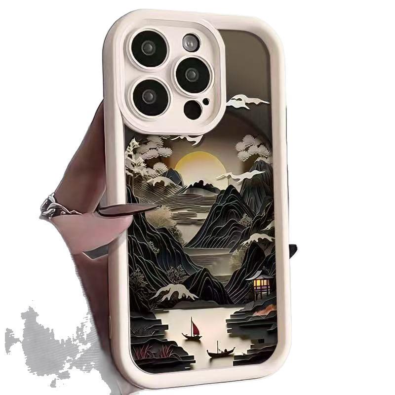 Apple iPhone Case with Chinese Landscape Painting – Compatible with iPhone Models: 17, 16 Pro Max, 15 Pro, 14, 13