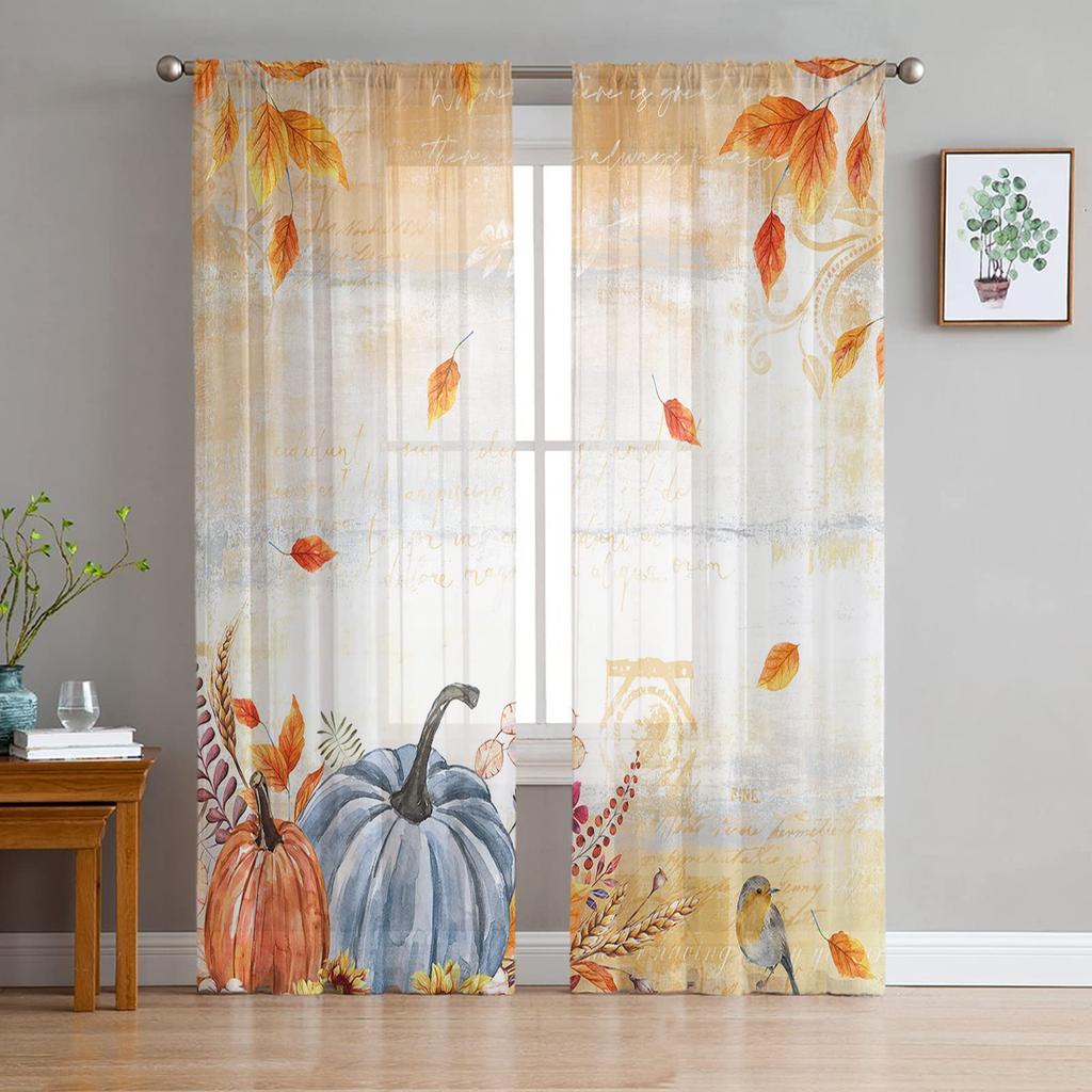 Sunflower Curtains Panels Set Yellow Kitchen Curtain Drapes Privacy Voile Living Room Bedroom Summer Sheer Polyester With Rod Pocket Sitting Decor