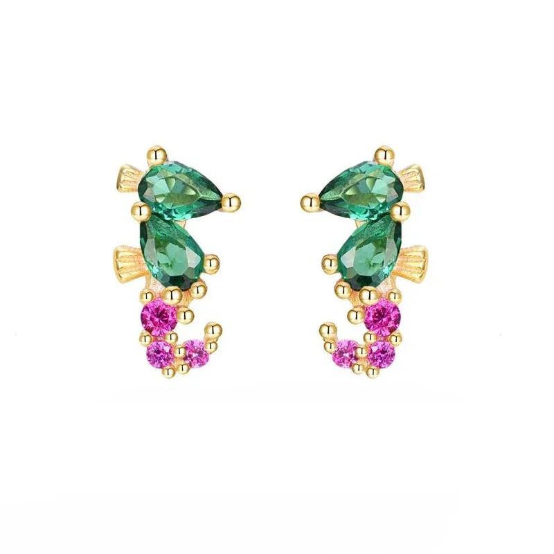 CRMYA Copper Gold Plated Earring Set For Women Color CZ Zircon Piercing Clip Hoop Dangle Earrings For Women Jewelry Wholesale