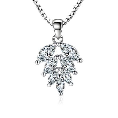 Temperament Women's Versatile Necklace Ice Leaf Silver Pendant Women's Without Chain Pendant