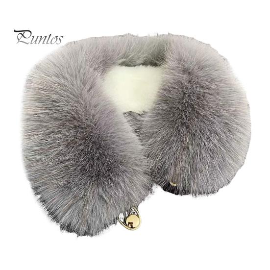 Luxury Faux Fur Accessory Fake Scarf Puffy Collar Trim Adjustable Button Fastening Neck Removable Plush Winter Warmer Wrap Thermal Quick Close