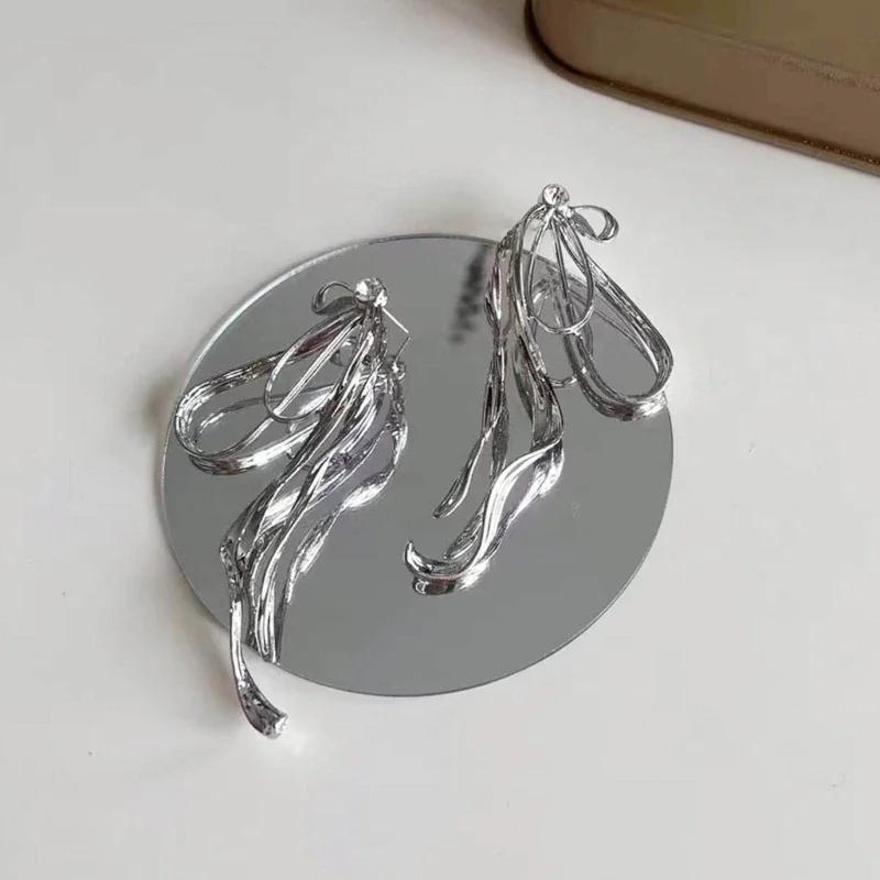 

Преувеличенные висячие серьги с большим бантом для женщин, неправильной формы, с цирконом медный