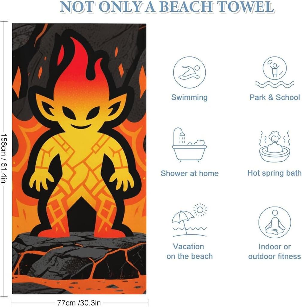 Beach Towel Flame Spirit Totem Quick Dry Bath Towels Lightweight Sand Free Pool Bath Shower Towels Oversized Beach Blanket for