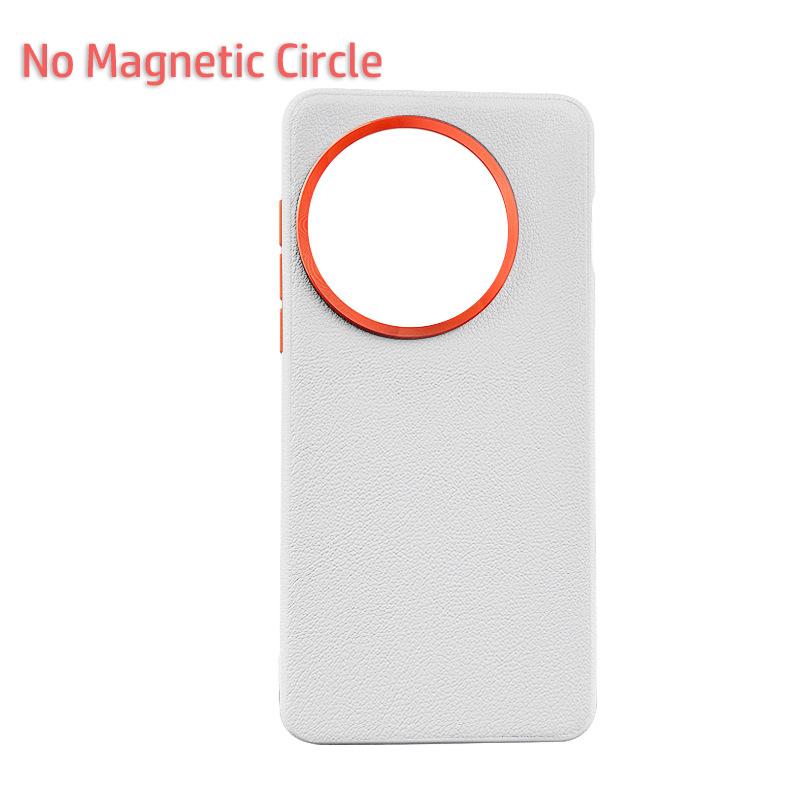 Leather Case For OnePlus Ace 5 Pro 13R Magsafe Metal Alloy Raised Lens Frame Protection Anti-slip Grip Plain Vegan Leather Cover