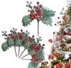 6Pcs Christmas Synthetic Berry Branches Realistic Christmas Berries Set Christmas Joyful Artificial Bouquet  For Tree & Home Dec