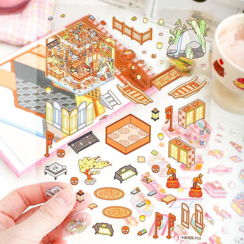 45sheets/bag Sticker Book 3D Miniature Landscape Stickers For Decoration Collage Scrapbook Stationery Creation DIY Sticker