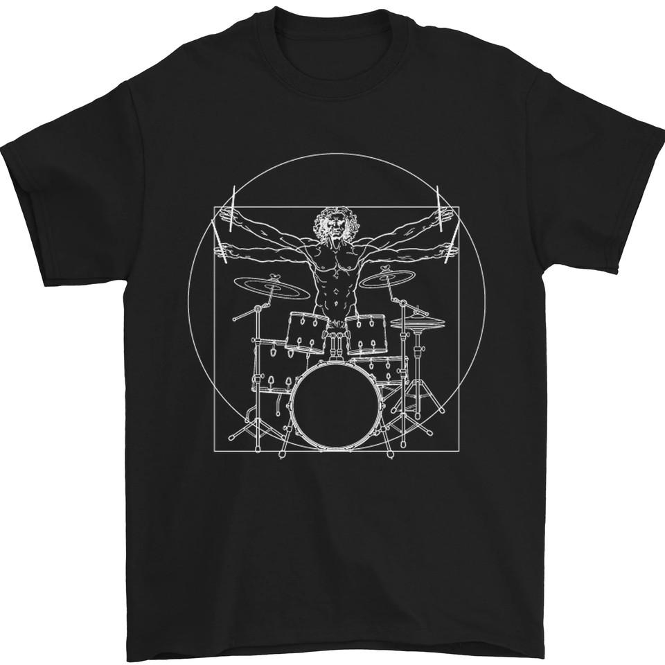 Vitruvian Drummer Funny Drumming Mens T-Shirt Unisex T-Shirt S