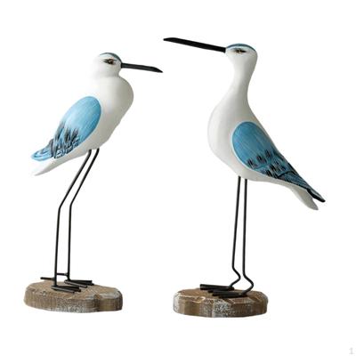 Set of 2 Seagull Wooden Ornaments Theme Multifunctional for Living Room Accessories Rustic Hand