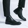Fashion Brand Men Side Zipper Business Chelsea Shoes Casual Leather Outdoor Motorcycle Boots Fashion Handmade Flat Designer Ankle Boots