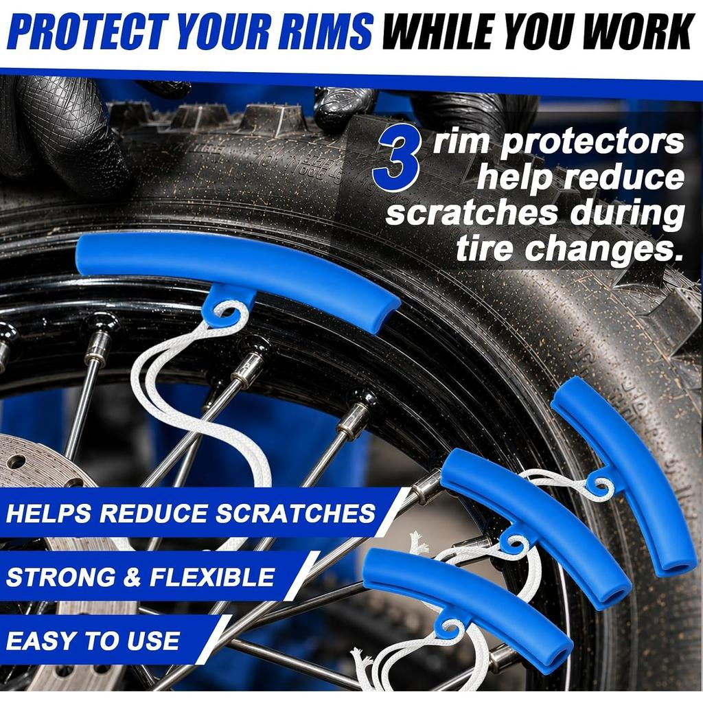 Tire Spoons,Tire Changing Tool Kit with Blue Tire Irons,Motorcycle Tire Spoons and Tire Levers,Tire Removal & Mounting Tools for Dirt Bike,Lawn Mower