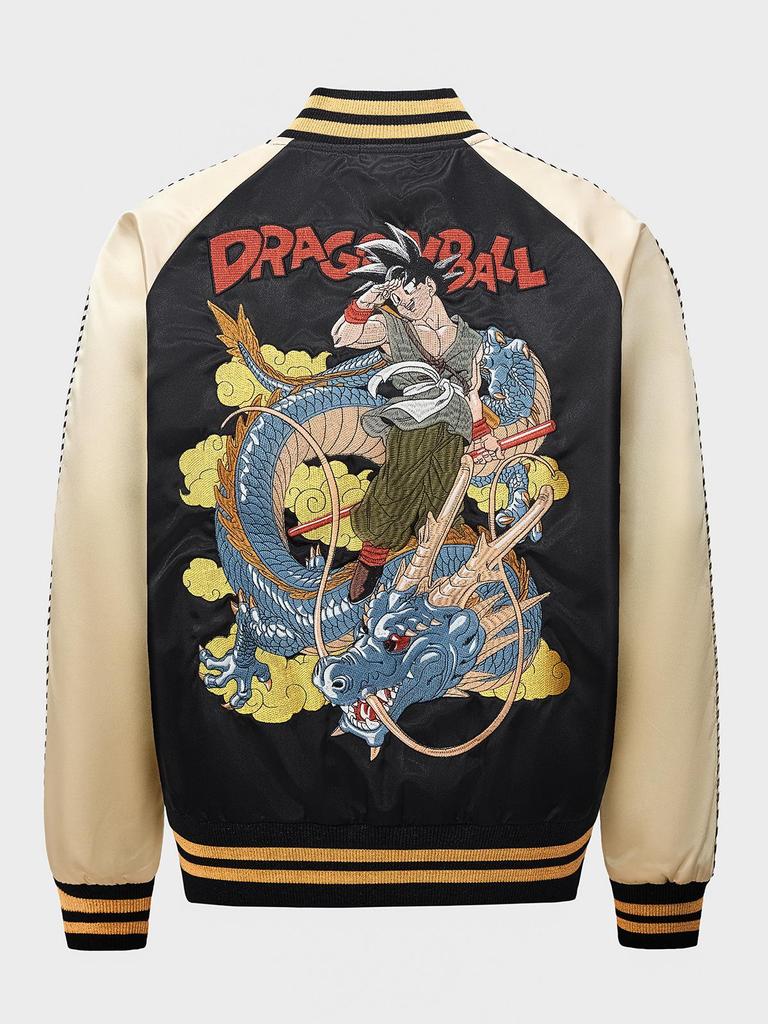 Huaxia Junpin Men's Dragon Ball Embroidered Baseball Jacket - Chinese Style Casual Outerwear A054