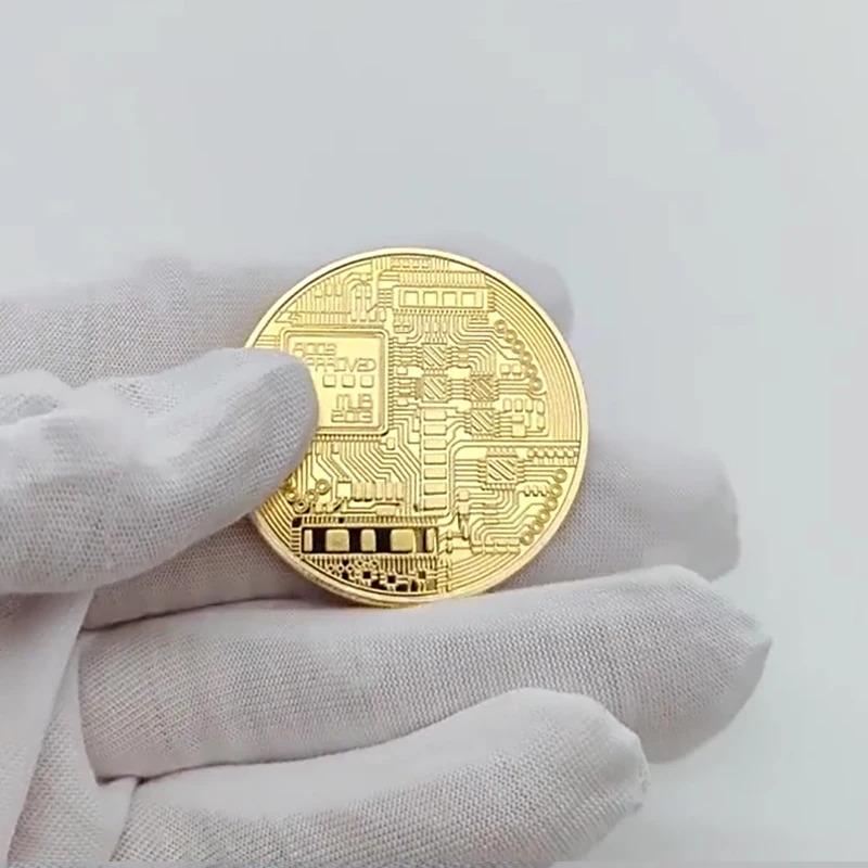 Collectible Art Gold Plated Bitcoin Coin - Physical Commemorative Casascius Bit BTC Metal Antique Imitation, Collection Gift