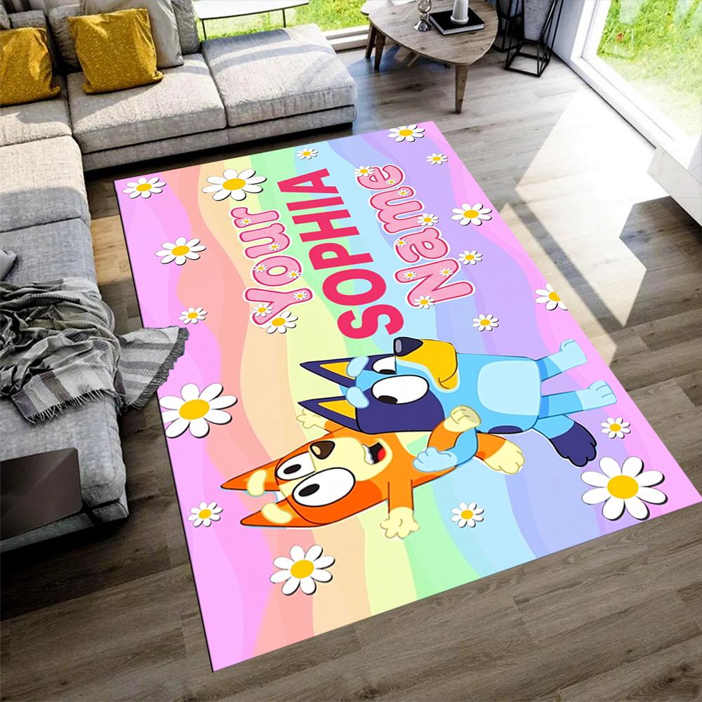 Bluey Personalized Text Carpet Perfect for Dormitory Outdoor Living Rooms Game Room Anti-slip Rug Office Home Decor