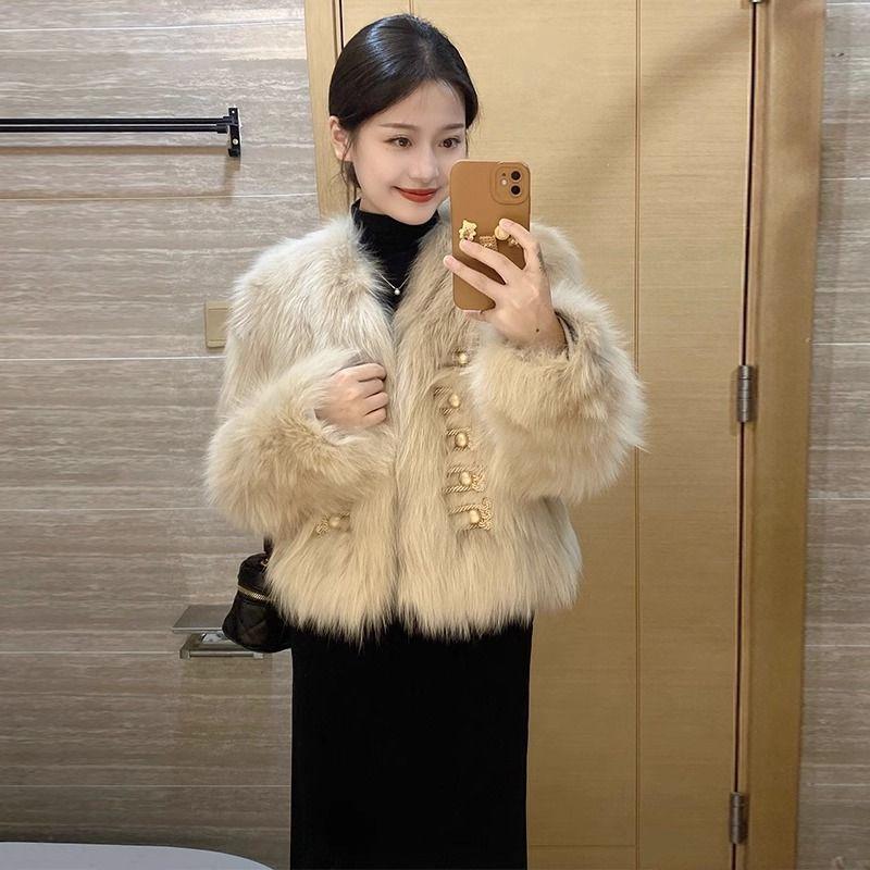 Luxury Faux Fur Coat Women Winter Warm Jacket High Quality Fashionable Outerwear Elegant  Coat