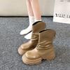 2025 new autumn white Martin boots women's small thick-soled heightening retro trouser boots British short boots