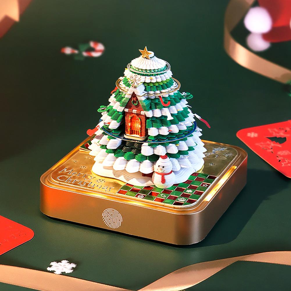 Time Piece Kalender 2026 Tischkalender mit Licht 3D Weihnachtsbaum/Baumhaus Kalender Papierschnitzkunst Notizblock Geschenke