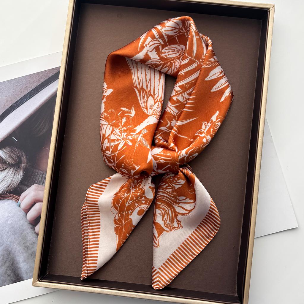 Square Scarf Silk Imitation Shawls Women Design Print Neckerchief Bandana Lady Scarves Wrap Head Hair Band Ties