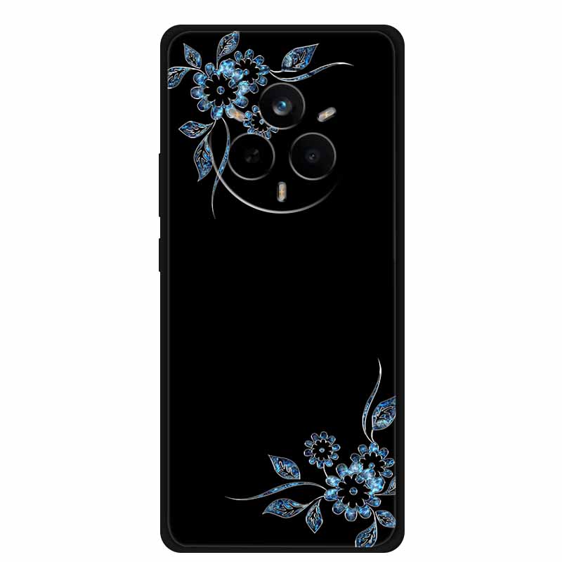 For Realme 14 Pro Case Luxury Phone Cover For Realme 14 Pro+ Cute Floral Black Silicone Soft Case TPU Funda Realme 14 Pro Plus