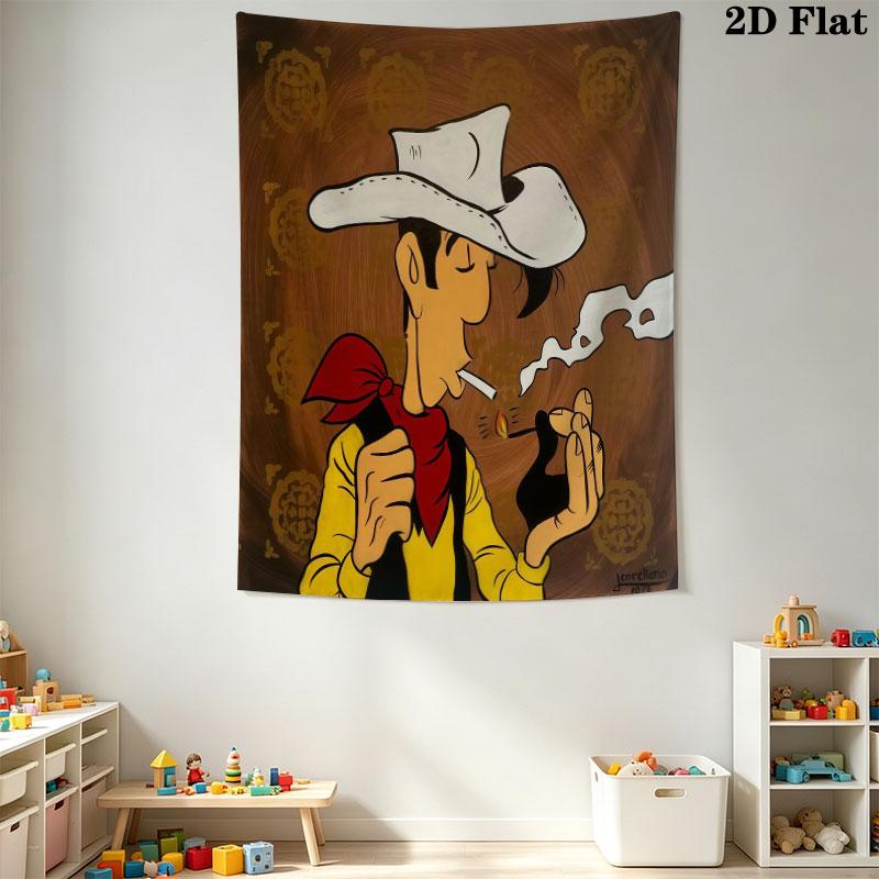 Lucky Luke Soul Wall Tapestry Aesthetic Wall Hanging Printed Fabric Blanket Decorative Tapestries for Bedroom Living Room Home Decor