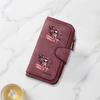 Fashionable long wallet with stylish skull and coffee cup print design eye catching multifunctional portable with clasp for coins large capacity