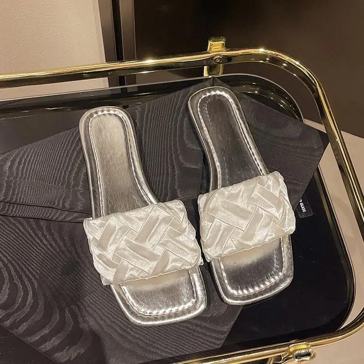 Syflyno Summer New Women's Slippers with Folded Flat Bottom Cover Wearing Slippers Women's Sandals Plus Size 35-42