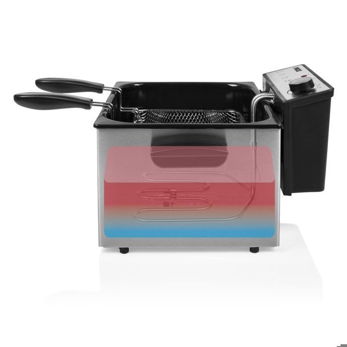 Friteuse Princess 185000 - Habillage en Acier Inoxydable - 3270 W - 5 L - 33 X 18,5 X 36 cm - Métal