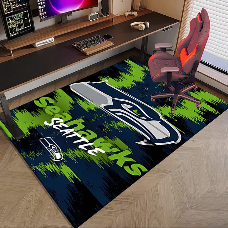 Seahawks Teamgeist Teppich für Büro, Stuhlunterlage, Dekorteppich Wohnzimmer Matte, Große Größe Fan Geschenke Weihnachtsgeschenke