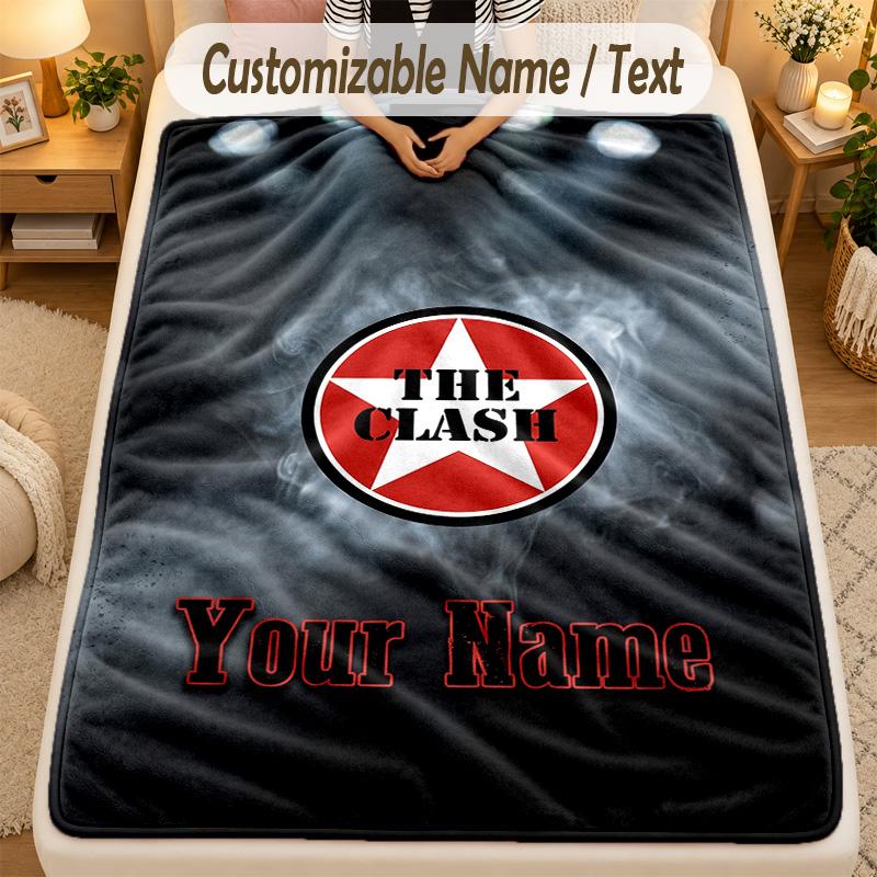 Flannel BlanketThe Clash Custom Name Text Personalized Soft Warm Throw Blanket Home Decor Gift