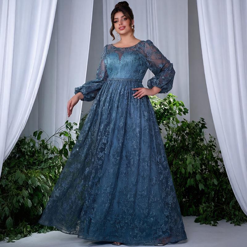 2026 Elegant Summer Banquet Aura Queen Dress - Long & Fashionable 0XL синий