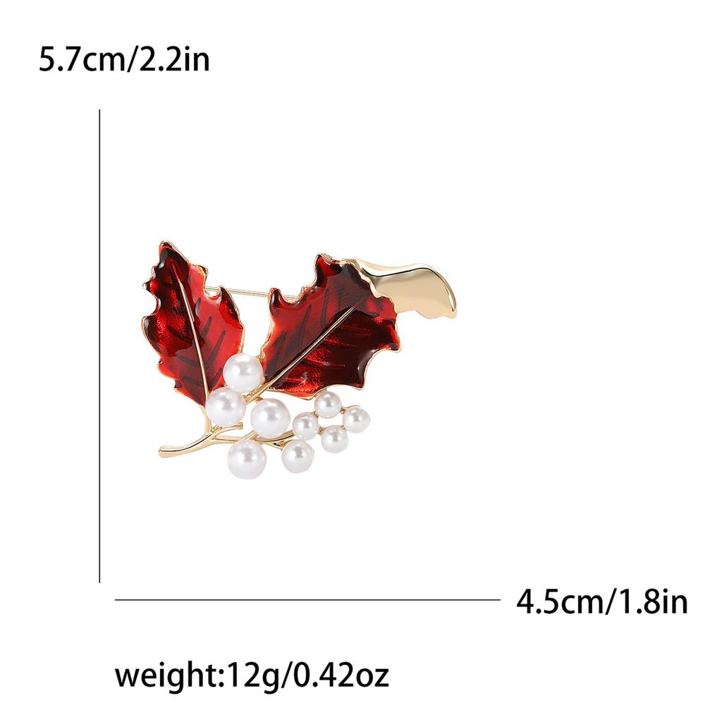 Simple And Exquisite Alloy Pearl Leaf Brooch Fashionable Versatile Women'S Suit Cardigan Corsage Jewelry Pin