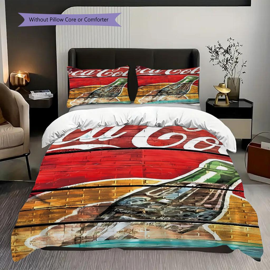 Vintage Cocacola Bottle Artwork Bedding 1 Duvet Cover 2 Pillowcase Without Core Soft And Comfortable Bedding Set Duvet Cover And Pillowcase