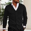 Men Cardigan Sweater V Neck Solid Color Single-breasted Slim Fit Knitted Elastic Soft