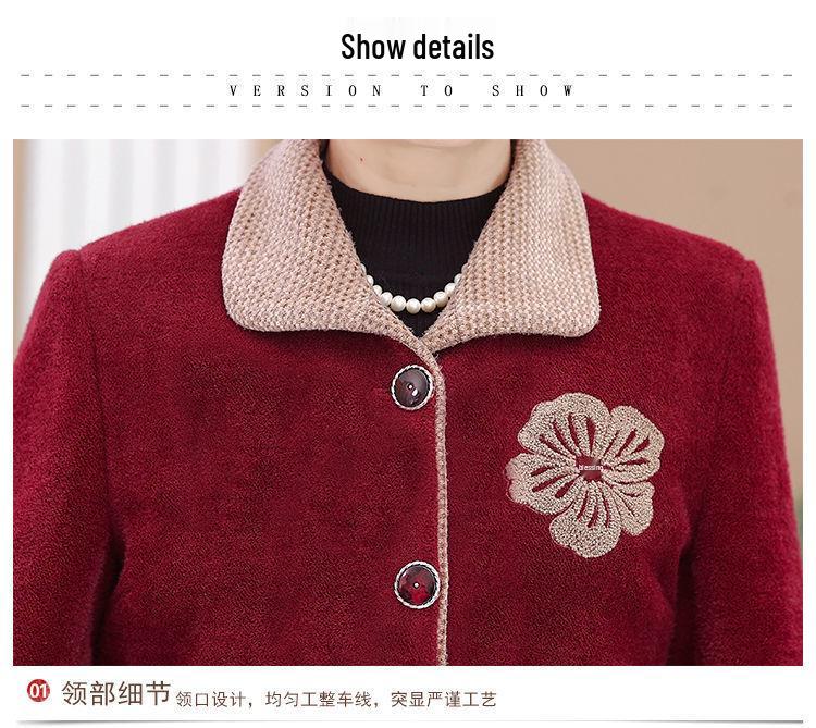 Grandma's Plus Velvet Winter Wool Coat - Thick Mink Velvet for Middle-Aged & Elderly Women