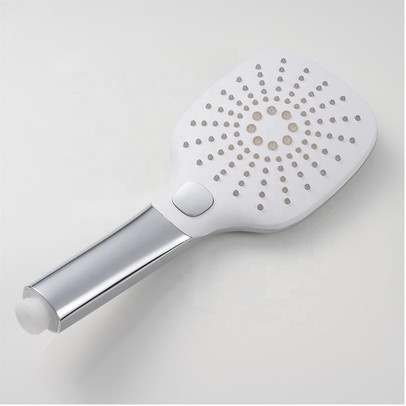 Push Button Adjustable 3 Functions Handheld ABS Plastic Shower Head with Chrome Finish for Hotel Use