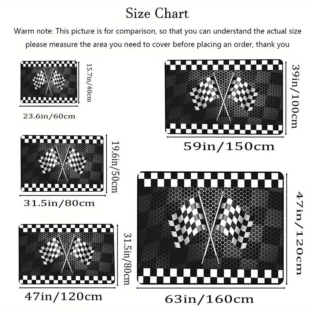 Black And White Checkered Racing Car Geometric Honeycomb Rug For Living Room, Bedroom, Office, Hotel And Home Decoration Carpets