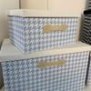 Stylish Houndstooth Pattern Foldable Storage Container Fabric Foldable Box for Space Organization In Vehicle Homes