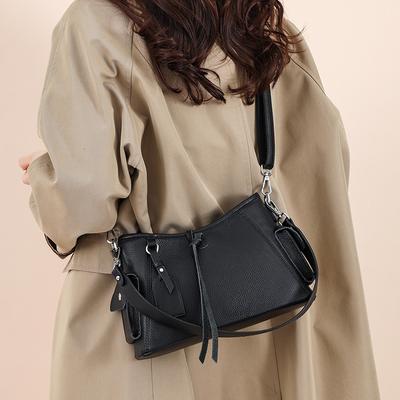 Leather Bag, New Fashionable Shoulder Bag, Simple and Versatile, Large Capacity Commuting Bag, Top Layer Cowhide Armpit Bag