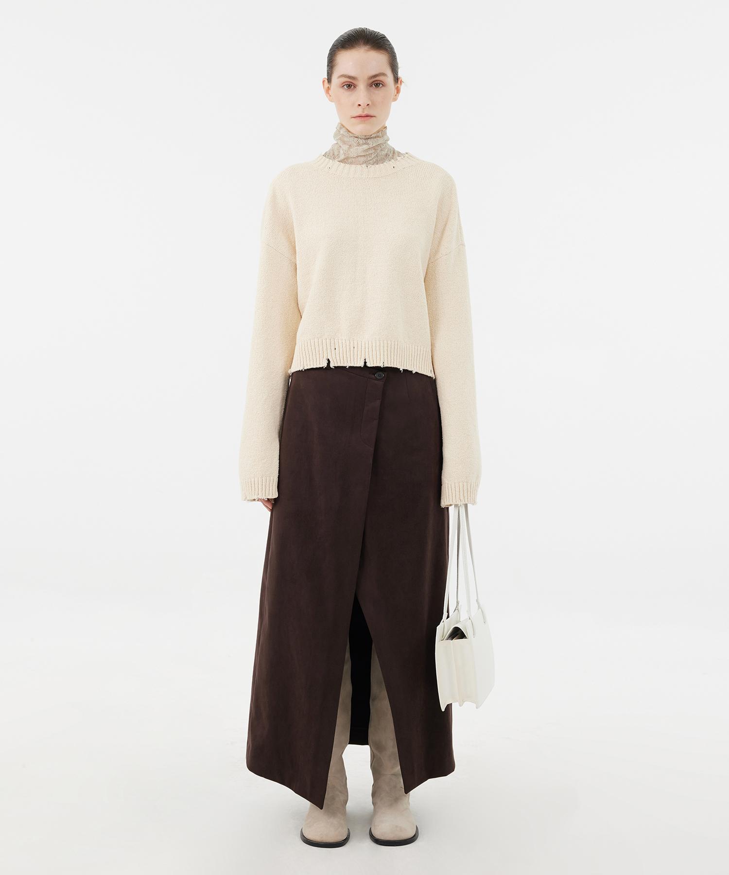 Youth Damaged Cropped Knit - Ivory Ivory/Sunshine (S)