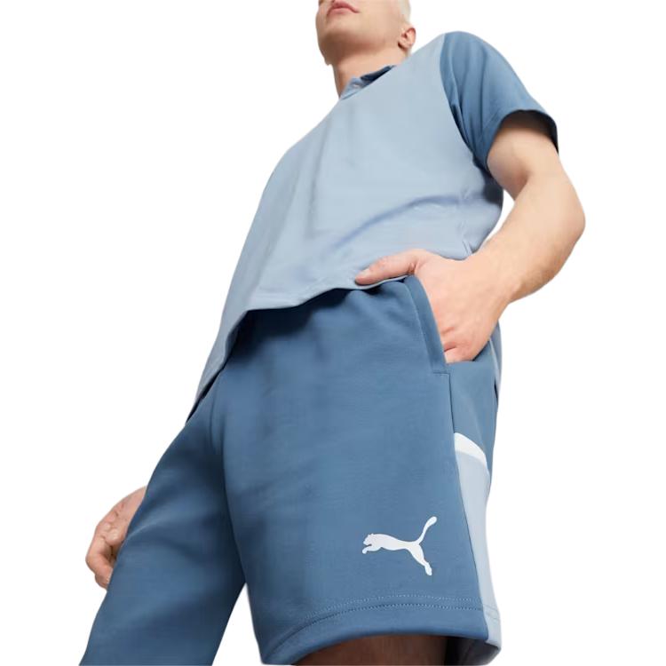 Puma Color Block Pattern Printed Elastic Casual Shorts Men Shorts Blue 772905-21