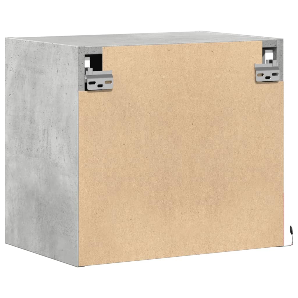 Wall Mounted Nightstands with LED Lights 2 pcs Concrete Grey