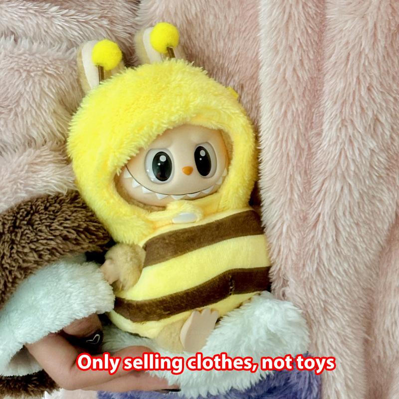 10cm Cute Mini Plush Doll's Clothes Outfit Accessories For Korea Kpop Exo Labubu Idol Dolls Bee/Shark Suit Clothing DIY Kid Gift