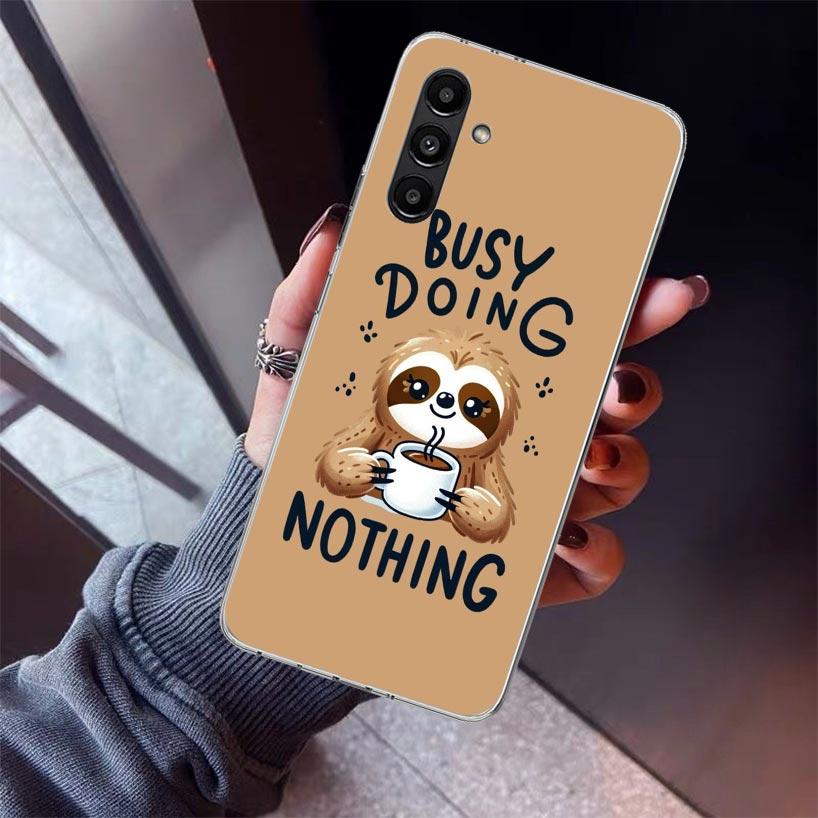 

Animal Cute Cartoon Sloth Coffee Phone Case For Samsung Galaxy A17 A16 A15 A14 A13 A57 A56 A55 A54 A53 A37 A36 A35 A34 A33 A26 A Samsung A14