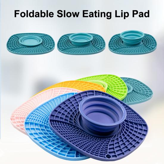 Pet Slow Feeder Mat Collapsible Silicone Dog Food Bowl with Lick Mat Slow Feeding Puzzle Bowl for Dogs And Cats
