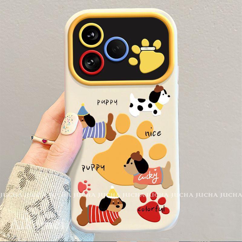 Silicone Phone Case With Kickstand Redmi K80 Pro K70 Series Cartoon Dog Paw Design Full Coverage Anti-Drop Protection Redmi K80 Pro Armor Edition
