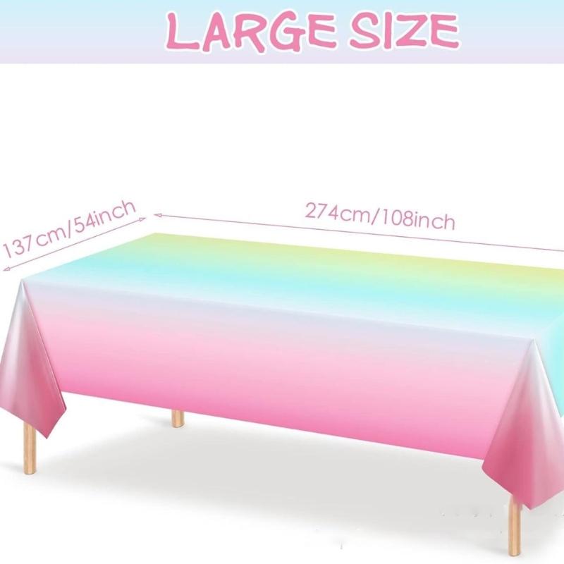 Wasserdichte Plastik-Tischdecke 54x108 Zoll Einweg-Tischdecke Dekoration für Geburtstag Regenbogen-Thema